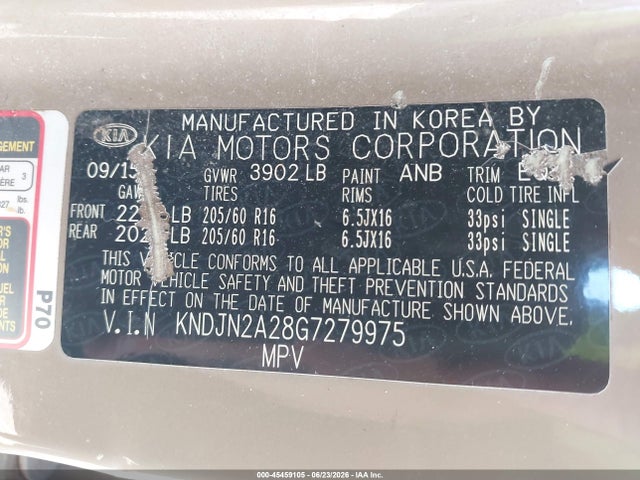 Aukcja sprzedaży 2016 Kia Soul, vin: KNDJN2A28G7279975, numer aukcji: 45459105
