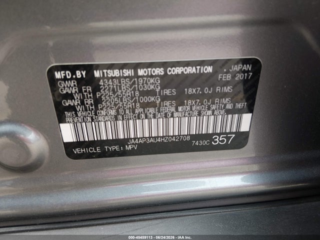 Продаж на аукціоні авто 2017 Mitsubishi Outlander Sport 2.0 Le, vin: JA4AP3AU4HZ042708, номер лоту: 45459113