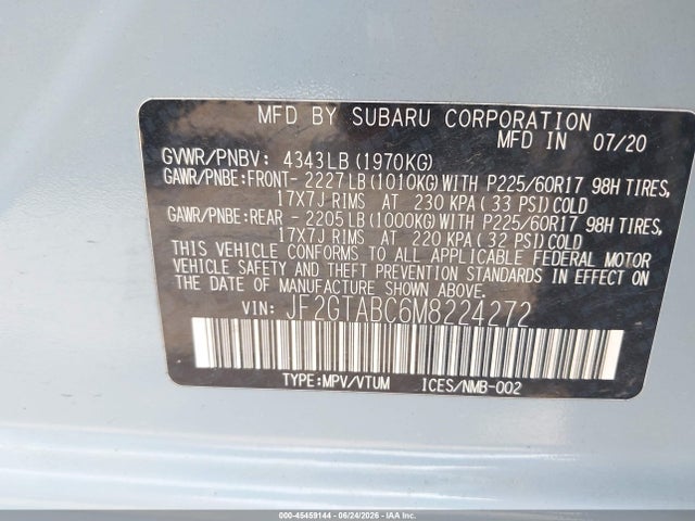 Продаж на аукціоні авто 2021 Subaru Crosstrek, vin: JF2GTABC6M8224272, номер лоту: 45459144