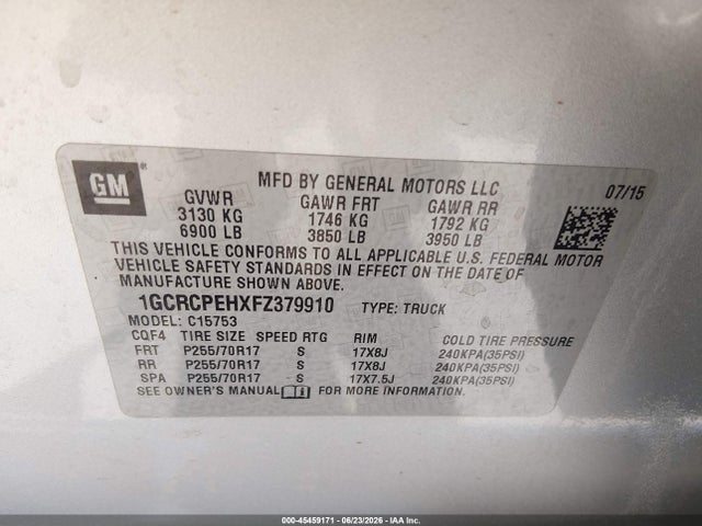 1GCRCPEHXFZ379910 Chevrolet Silverado 1500 Ls