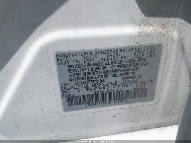 3N1AB7AP2HY213460 Nissan SENTRA S