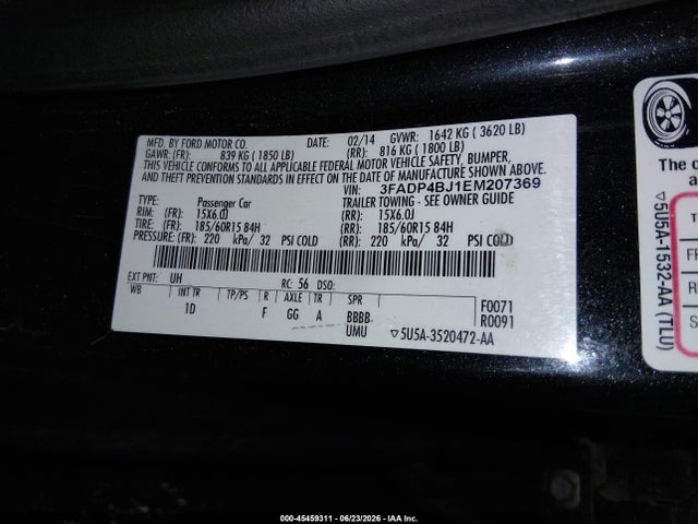 3FADP4BJ1EM207369 Ford FIESTA SE