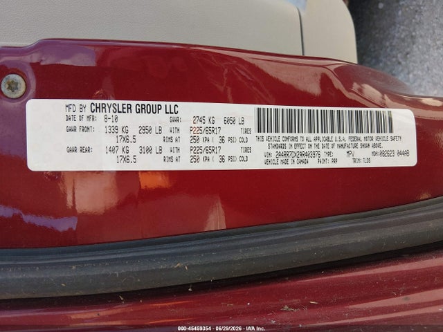 Aukcja sprzedaży 2010 Chrysler Town & Country New Limited, vin: 2A4RR7DX2AR403976, numer aukcji: 45459354