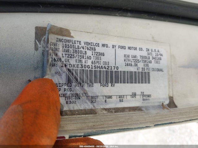 Aukcja sprzedaży 1995 Ford Econoline E350 Cutaway Van, vin: 1FDKE30G1SHA42170, numer aukcji: 45459450