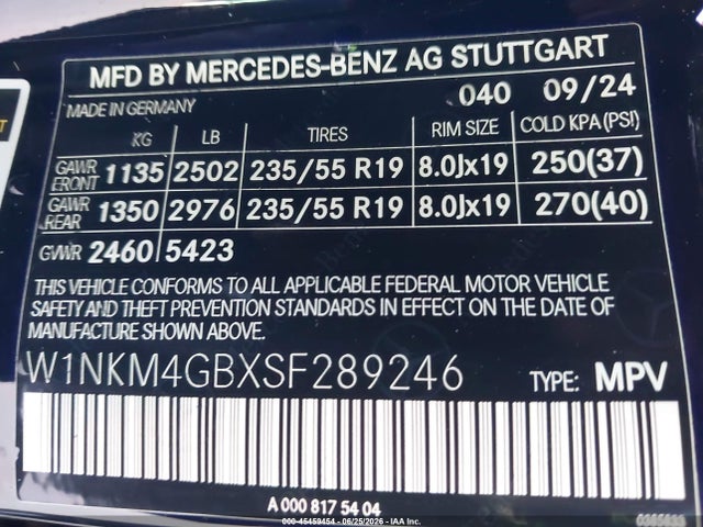 Aukcja sprzedaży 2025 Mercedes-benz Glc 300 Suv, vin: W1NKM4GBXSF289246, numer aukcji: 45459454