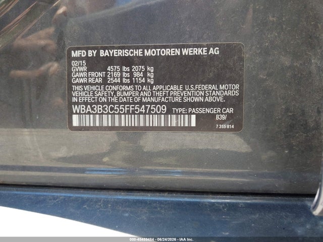 45459484 :رقم المزاد ، WBA3B3C55FF547509 vin ، 2015 Bmw 328i Xdrive مزاد بيع