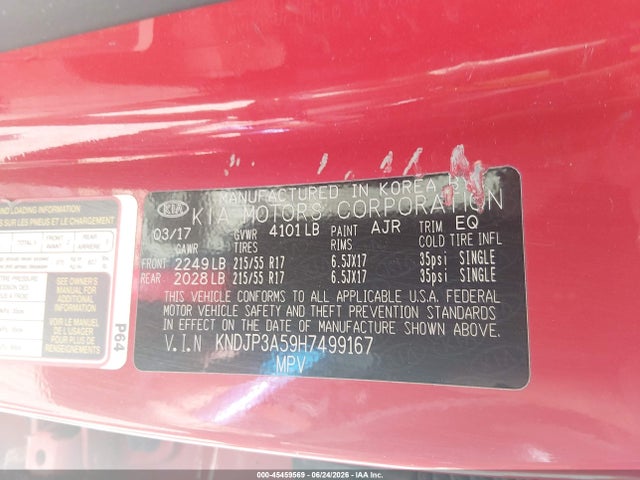 KIA SOUL + 2017 KNDJP3A59H7499167 Image 9