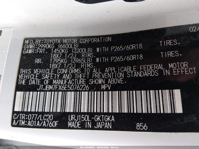 Lexus GX 460 2014 JTJBM7FX6E5076226 Image 9