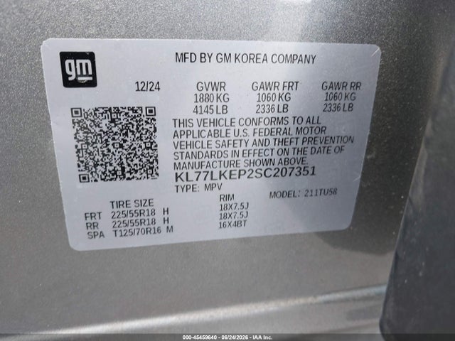 KL77LKEP2SC207351 Chevrolet Trax Fwd Activ