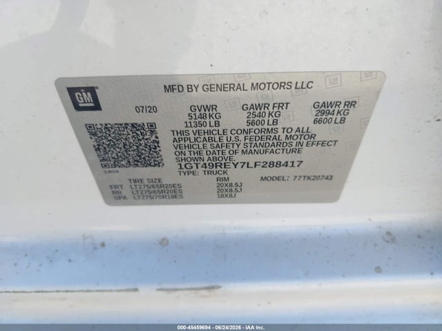 GMC SIERRA 2500HD 2020 1GT49REY7LF288417 Image 9