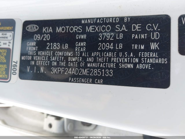 KIA FORTE FE 2021 3KPF24AD2ME285133 Image 9