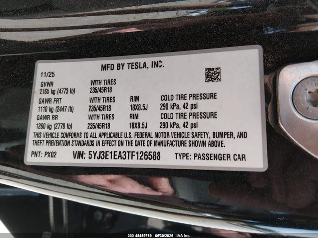5YJ3E1EA3TF126588 Tesla Model 3 Premium Rear-wheel Drive/rear-wheel Drive