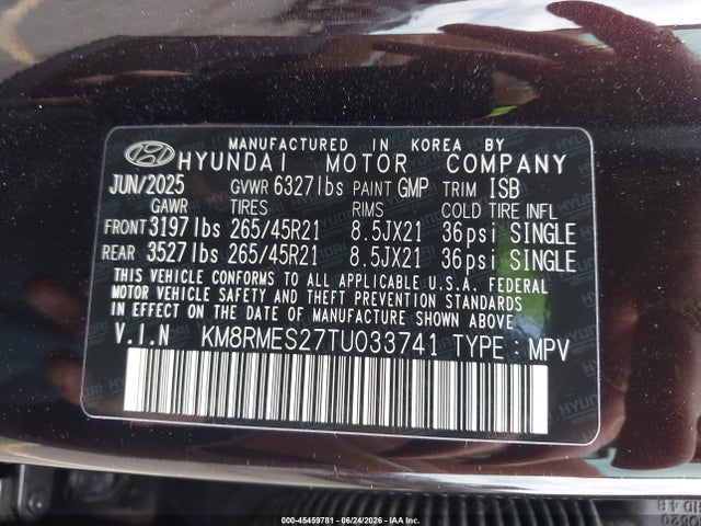 Продажа на аукционе авто 2026 Hyundai Palisade Calligraphy, vin: KM8RMES27TU033741, номер лота: 45459781
