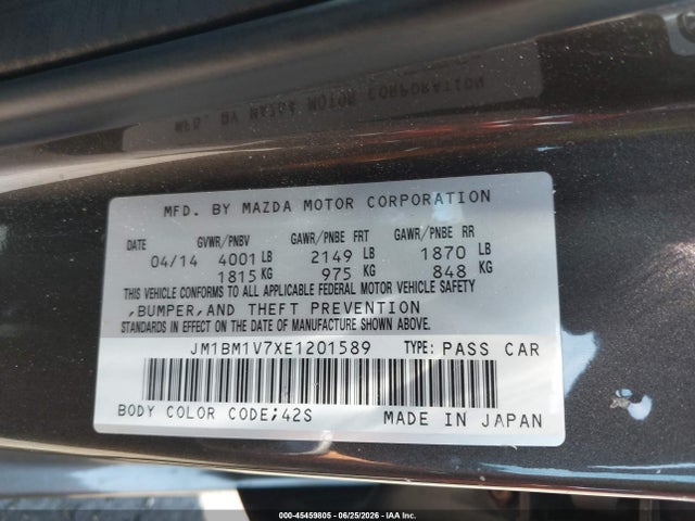 Auction sale of the 2014 Mazda Mazda3 I Touring, vin: JM1BM1V7XE1201589, lot number: 45459805