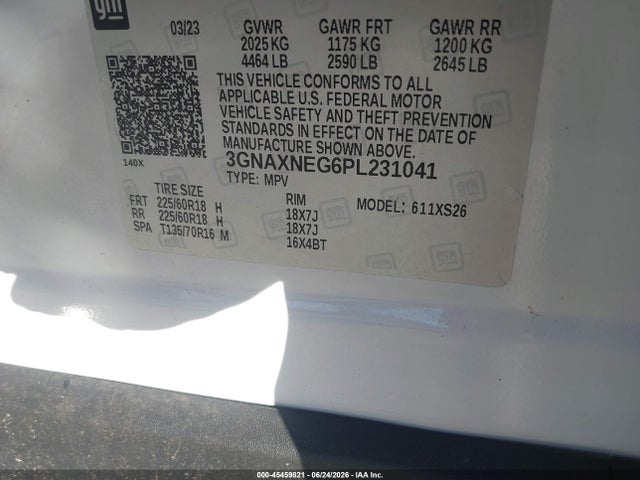 Aukcja sprzedaży 2023 Chevrolet Equinox Fwd Premier, vin: 3GNAXNEG6PL231041, numer aukcji: 45459821