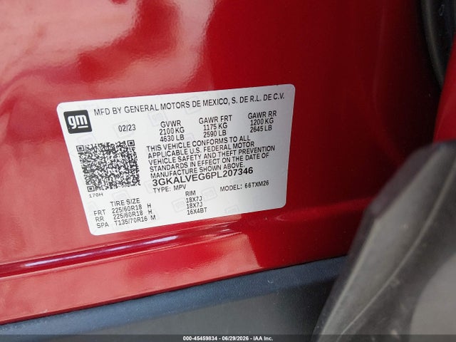 Aukcja sprzedaży 2023 Gmc Terrain Awd Slt, vin: 3GKALVEG6PL207346, numer aukcji: 45459834