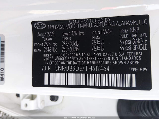 Hyundai TUCSON SEL 2026 5NMJB3DE7TH612464 Image 9