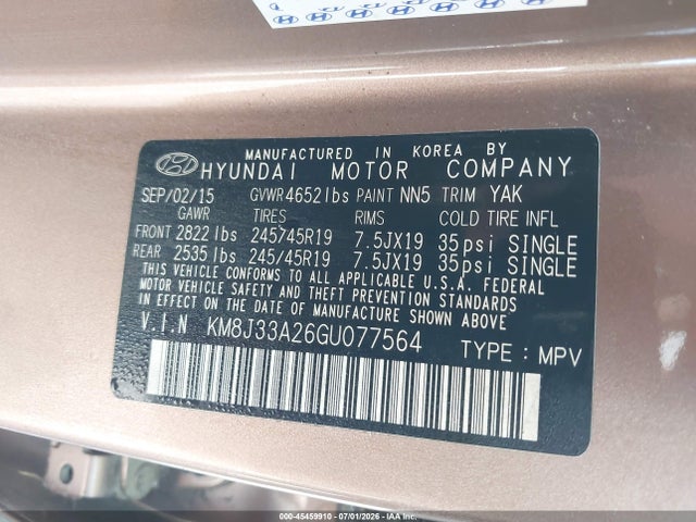 Hyundai Tucson Sport 2016 KM8J33A26GU077564 Image 9