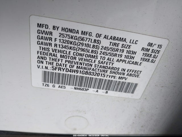 Acura MDX 2016 5FRYD4H91GB032015 Image 9