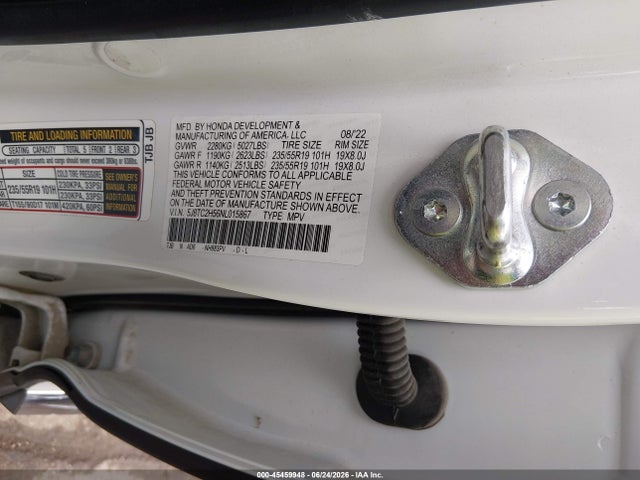 45459948 :رقم المزاد ، 5J8TC2H56NL015867 vin ، 2022 Acura Rdx Technology Package مزاد بيع