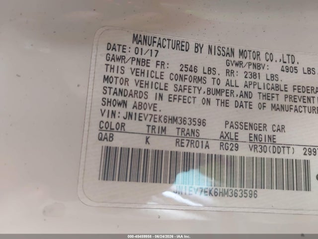Aukcja sprzedaży 2017 Infiniti Q60 3.0t Premium, vin: JN1EV7EK6HM363596, numer aukcji: 45459958