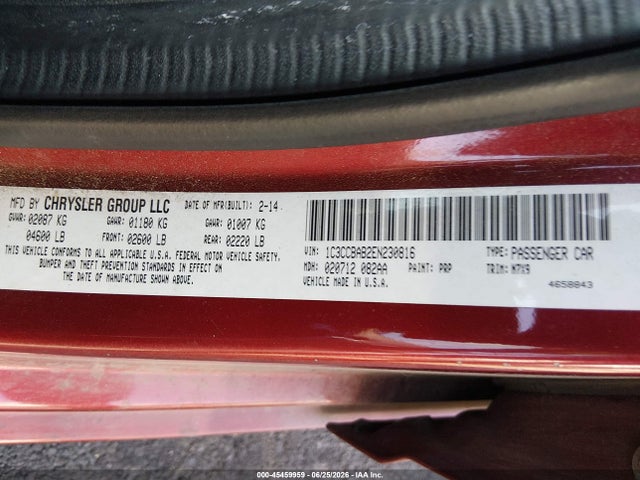 Chrysler 200 LX 2014 1C3CCBAB2EN230816 Image 9