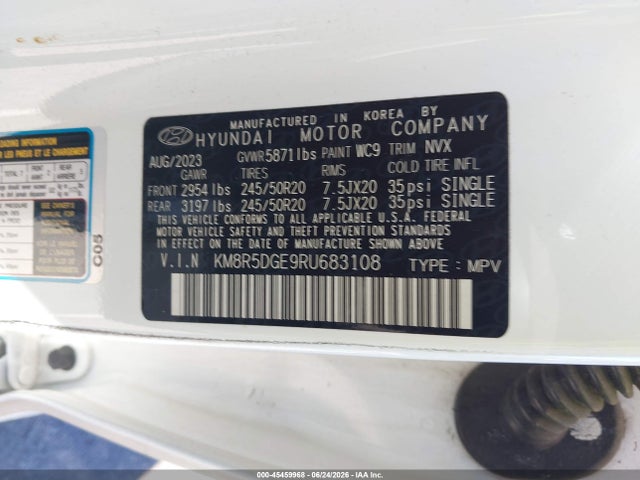 2024 Hyundai Palisade Limited მანქანა იყიდება აუქციონზე, vin: KM8R5DGE9RU683108, აუქციონის ნომერი: 45459968