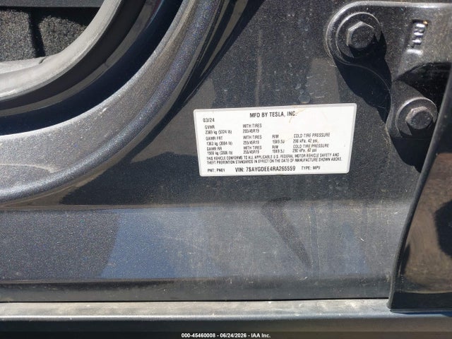 Aukcja sprzedaży 2024 Tesla Model Y Long Range Dual Motor All-wheel Drive, vin: 7SAYGDEE4RA265559, numer aukcji: 45460008