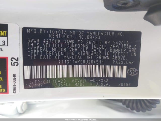4T1G11AK9RU204511 Toyota CAMRY SE
