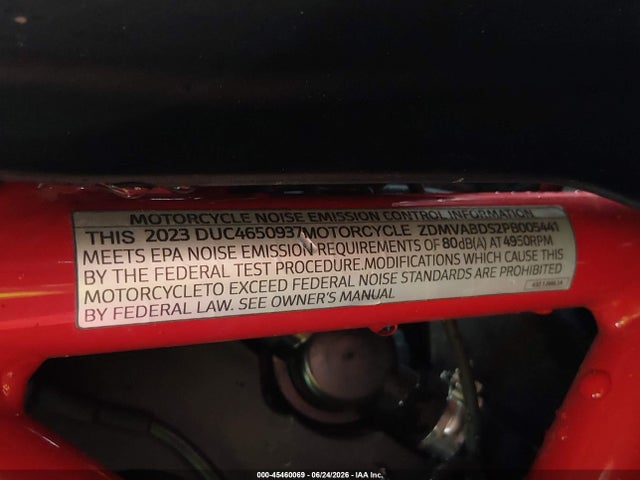 2023 Ducati Supersport მანქანა იყიდება აუქციონზე, vin: ZDMVABDS2PB005441, აუქციონის ნომერი: 45460069