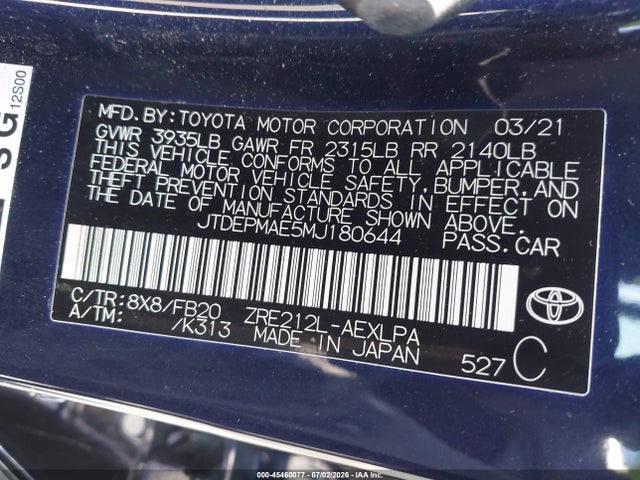 Toyota COROLLA LE 2021 JTDEPMAE5MJ180644 Image 9