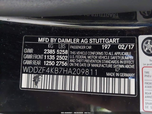 2017 Mercedes-benz E 300 4matic მანქანა იყიდება აუქციონზე, vin: WDDZF4KB7HA209811, აუქციონის ნომერი: 45460081