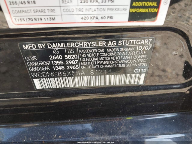Продажа на аукционе авто 2008 Mercedes-benz S 550 4matic, vin: WDDNG86X58A181211, номер лота: 45460088