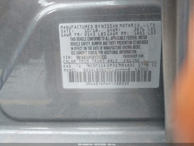 3N1AB7AP6KY258330 Nissan SENTRA S