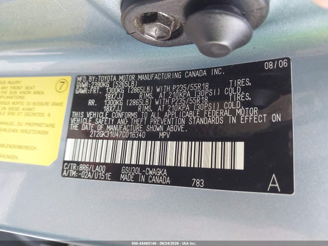 Продаж на аукціоні авто 2007 Lexus Rx 350, vin: 2T2GK31U47C016340, номер лоту: 45460146