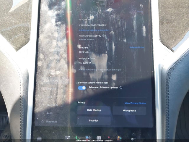 45460162 :رقم المزاد ، 5YJSA1CG2DFP20699 vin ، 2013 Tesla Model S مزاد بيع