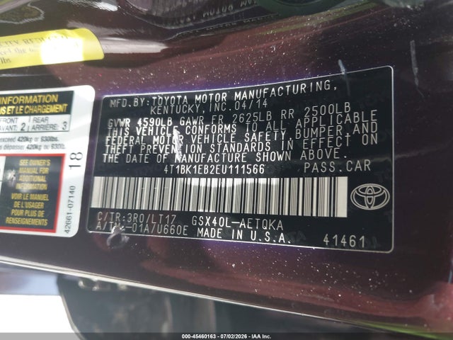 Toyota Avalon Xle Touring 2014 4T1BK1EB2EU111566 Image 9