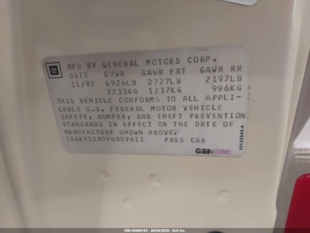 Продажа на аукционе авто 1993 Cadillac Seville Sts, vin: 1G6KY5290PU809613, номер лота: 45460183