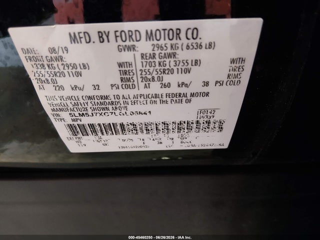 Продажа на аукционе авто 2020 Lincoln Aviator Reserve, vin: 5LM5J7XC7LGL06841, номер лота: 45460250