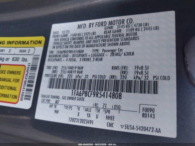 Ford Mustang Gt Premium Fastback 2024 1FA6P8CF9R5414808 Image 9