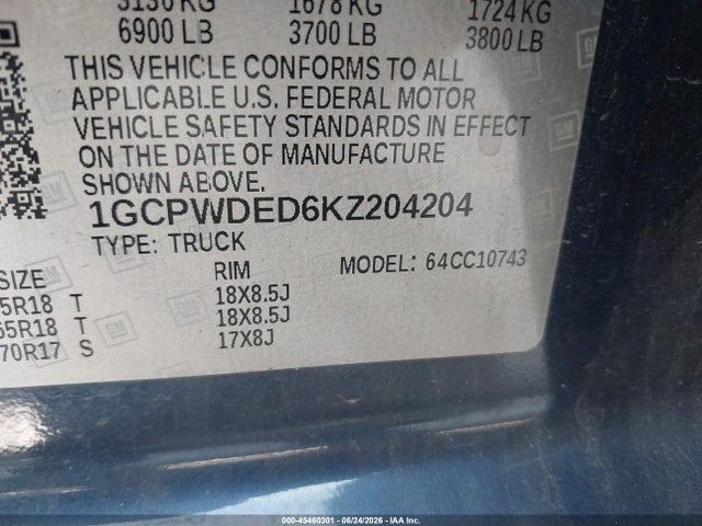 1GCPWDED6KZ204204 Chevrolet Silverado 1500 Rst