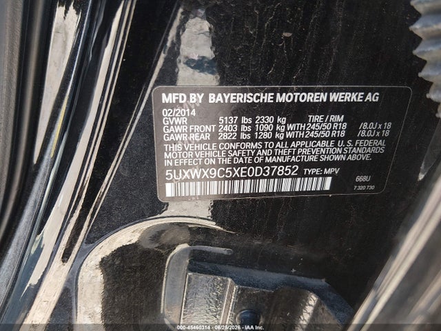 Продажа на аукционе авто 2014 Bmw X3 Xdrive28i, vin: 5UXWX9C5XE0D37852, номер лота: 45460314