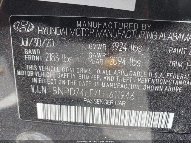 Hyundai ELANTRA SE 2020 5NPD74LF7LH611946 Image 9