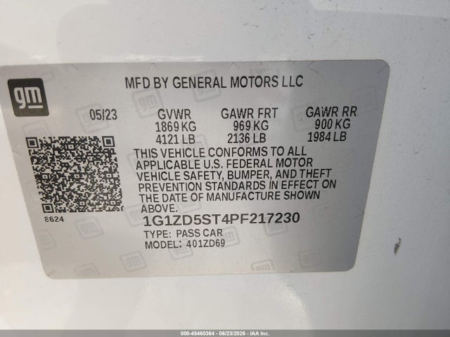 1G1ZD5ST4PF217230 Chevrolet Malibu Fwd 1lt