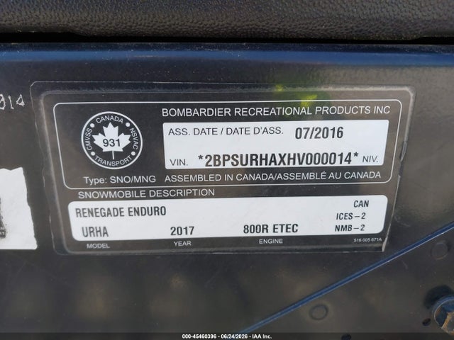 Ski Doo Renegade 800r 2017 2BPSURHAXHV000014 Image 9