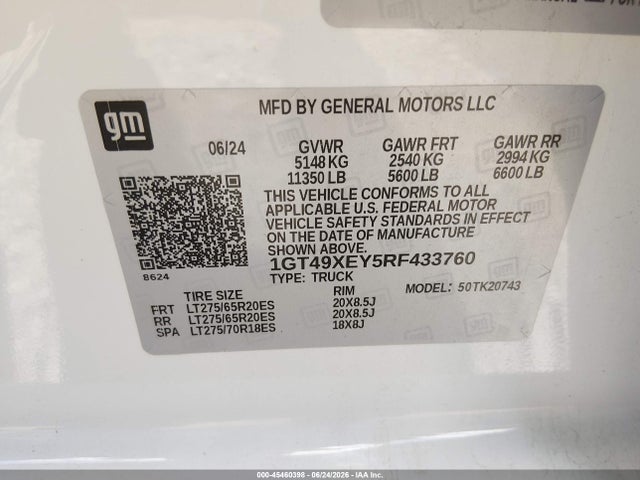 Продажа на аукционе авто 2024 Gmc Sierra 2500hd 4wd  Standard Bed Denali Ultimate, vin: 1GT49XEY5RF433760, номер лота: 45460398