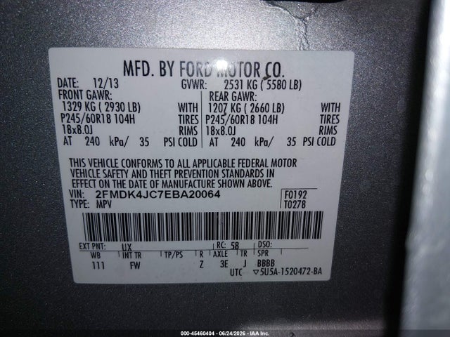 Ford EDGE SEL 2014 2FMDK4JC7EBA20064 Image 9