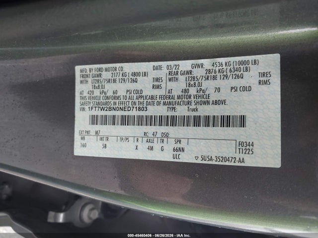1FT7W2BN0NED71803 Ford F-250 Lariat