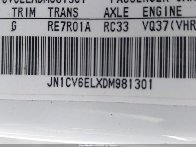 Продаж на аукціоні авто 2013 Infiniti G37x, vin: JN1CV6ELXDM981301, номер лоту: 45460419