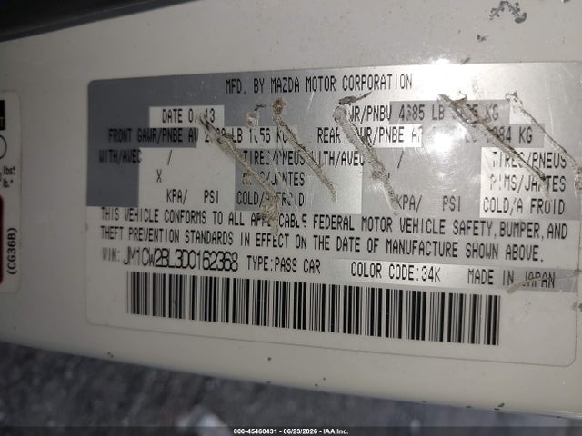 Продаж на аукціоні авто 2013 Mazda Mazda5 Sport, vin: JM1CW2BL3D0162368, номер лоту: 45460431